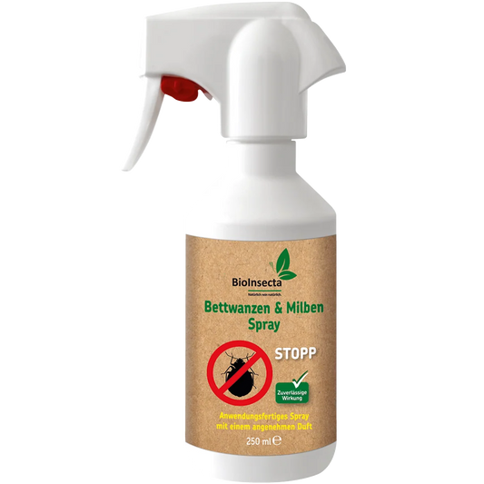Spray Bioinsecta contre punaises de lit et acariens en flacon pulvérisateur blanc